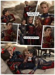 3d_(artwork) ai_assisted avengers:_endgame blowjob captain_marvel carol_danvers comic_page hope_van_dyne iron_spider marvel marvel_cinematic_universe peter_parker scarlet_witch spider-man superhero wanda_maximoff wasp_(marvel) zafitna