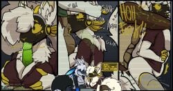 2025 absurd_res anthro anthro_on_anthro anthro_penetrated anthro_penetrating anthro_penetrating_anthro balls biped black_body black_fur black_tail bottomless bottomless_anthro bottomless_female bottomwear breast_play breasts clothed clothed/nude clothed_anthro clothed_female clothed_sex clothing dialogue digital_drawing_(artwork) digital_media_(artwork) elin_(psychorodent) english_text erection exposed_breasts faceless_anthro faceless_character faceless_male female female_penetrated fully_clothed fully_clothed_anthro fully_clothed_female fur genitals group hair hi_res horn lillian_(psychorodent) machine male male/female male_penetrating male_penetrating_female nude nude_anthro nude_male open_clothing open_mouth open_topwear partially_clothed partially_clothed_anthro partially_clothed_female penetration penis penis_in_mouth protogen psychorodent sex snatyr speech_bubble standing standing_sex tail teeth text titjob tongue topwear topwear_only trio white_body white_fur white_hair white_horn white_tail yellow_tongue
