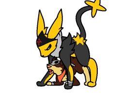 2017 anal anal_sex animated bandana canine deadxqueen eeveelution houndour hybrid jolteon larger_male long_tail loop luxray male mammal nintendo penetration penis pokemon pokemon_(species) sex size_difference spikes tongue tongue_out video_games