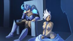 areolae bondage breasts chains collar female latenightsexycomics league_of_legends leash nipples restrained riven sejuani