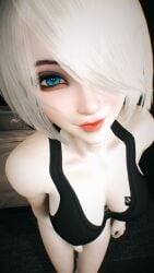 1girls 3d 4k bed bedroom belly blacked blacked_clothing blue_eyes bra breasts chromatic_aberration close-up crashbanditkut eyeliner female female_focus hair hi_res high_resolution highres light-skinned_female light_skin lips looking_at_viewer medium_hair nail_polish nails navel navel_piercing nier nier:_automata nier_(series) panties piercing qos qos_tattoo queen_of_spades queen_of_spades_symbol queen_of_spades_tattoo short_hair small_breasts solo spade_tattoo tattoo tattoo_on_chest video_game_character video_games virt-a-mate virtamate white_hair yorha_2b