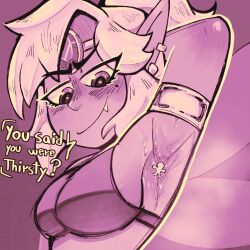 1ambiguous 1girls armpits big_breasts breasts fairy monochrome spicy_(onkinky) sweat tagme text veruveru21