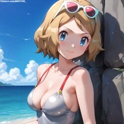 1girls 2d ai_generated areolae armpit bare_arms bare_legs bare_shoulders beach belly big_breasts blonde_hair bob_cut breasts cameltoe chest cleavage creatures_(company) curvy curvy_figure cute cute_face detailed eyelashes eyeshadow female female_only fit fit_female focus game_freak grey_hair hair high_quality huge_breasts large_breasts legs light-skinned_female light_brown_hair light_skin lips looking_at_viewer makeup mascara medium_breasts medium_hair nintendo outdoors outside pale-skinned_female pale_skin perky_breasts petite petite_body pokemon pokemon_xy posing pussy seductive seductive_look serena_(pokemon) serena_(pokemon_games) short_hair shy stable_diffusion swimsuit swimwear tagme teenager thighs thin_waist twintails