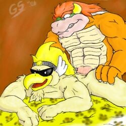 2006 abs anal anal_sex anthro bara bowser furry gay gs koopa male male_only mario_(series) multiple_males nintendo paper_mario rawk_hawk tagme yaoi