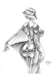 1girls 2003 artist_request ass female female_only monochrome silverhawks solo steelheart tagme