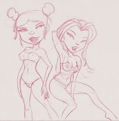 american_dragon:_jake_long crossover disney disney_channel female female_only fluffy_(artist) human juniper_lee multiple_females nipples sketch the_life_and_times_of_juniper_lee trixie_carter