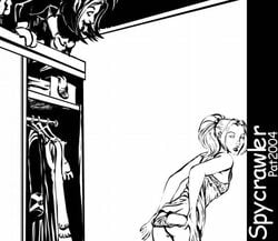 1boy 1girls 2004 black_and_white camisole kitty_pryde kurt_wagner lingerie marvel marvel_comics monochrome nightcrawler pat shadowcat shadowkat_(x-men) straight_hair superhero superheroine tank_top uncensored undressing x-men x-men_evolution