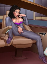 1girls betazoid_(species) bodysuit deanna_troi female female_only masturbation miravi ships_bridge solo solo_female spaceship spaceship_interior star_trek star_trek_the_next_generation