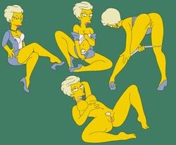 ass bedroom_eyes breasts cleavage clothes color female female_only human lindsey_naegle nipples nude presenting pubic_hair solo tagme the_simpsons vulva