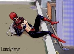 11girls female female_only human human_only light-skinned_female light_skin lonelysatyr marvel masturbation mayday_parker mc2 multiple_girls solo spider-girl spider-man_(series) straight_hair tagme