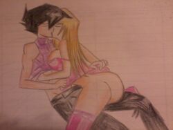 alexis_rhodes ass big_breasts breasts chazz_princeton clothed female human humanoid kissing male romantic straight yu-gi-oh!