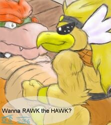 2006 anthro bara bowser furry gay gs koopa male male_only mario_(series) multiple_males nintendo paper_mario rawk_hawk tagme yaoi