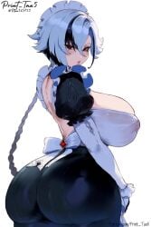 ai_assisted ai_generated arlecchino_(genshin_impact) breasts genshin_impact hoyoverse huge_breasts maid maid_outfit maid_uniform patreon_username print_tax5 twitter_username