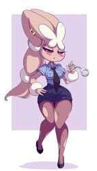 brown_fur fighting_type furry furry_female game_freak lopunny lucyfercomic mega_lopunny normal_type pokemon pokemon_(species) police_uniform policewoman