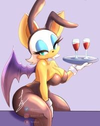 2d 2d_(artwork) 2d_artwork anthro anthro_female anthro_only bat_ears bat_girl bat_wings big_ass big_breasts black_nose blue_eyeshadow blush branuzzz bunny_ears bunny_girl bunny_tail bunnysuit bunnysuit_rouge_(trend) closed_smile eyelashes fishnet_legwear fishnet_stockings fishnets furry furry_female furry_only gloves half-closed_eyes hourglass_figure huge_ass huge_breasts huge_butt huge_thighs looking_at_viewer mobian_(species) plate rouge_the_bat sega sonic_(series) sonic_the_hedgehog_(series) thick thick_ass thick_butt thick_hips thick_legs thick_thighs thighs thin_waist white_fur wine wine_glass