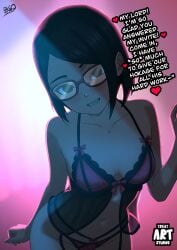 1girl 1girls absurd_res absurdres arched_back bare_arms bare_shoulders bare_thighs belly belly_button bent_over black_eyes blush boruto:_naruto_next_generations brothel cleavage cute dialogue english_text escort female female_focus female_only front_view glasses heart heart_symbol hearts hi_res high_resolution highres hips imminent_sex kunoichi lingerie looking_at_viewer love_heart love_hearts naruto naruto_(series) panties petite pinup prostitution red_lingerie red_panties red_thong red_underwear sarada_uchiha shonen_jump shounen_jump shueisha skimpy skimpy_clothes small_breasts smile smiling smiling_at_viewer solo solo_female solo_focus teenage_girl teenager teeth teeth_showing text thong tomboy treatartstudios_(artist) uchiha_sarada underwear valentine's_day very_high_resolution weekly_shonen_jump weekly_shounen_jump wide_hips