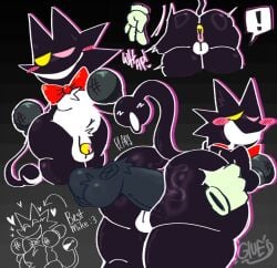 anal anal_sex anthro ass backsack balls big_butt black_body black_fur blush butt_slap cat_mike_(deltarune) clothing darkner deltarune duo faceless_character faceless_male felid feline fur genitals gloves handwear heterochromia hi_res male male/male mammal mike_(deltarune) pa_pat penetration short_stack slap slightly_chubby tail tail_mouth undertale_(series) unusual_anatomy unusual_tail