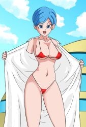 bikini blue_eyes blue_hair bulma_briefs bulma_briefs dragon_ball dragon_ball_super sexy