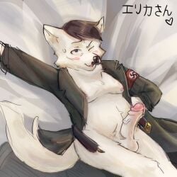 adolf_hitler anthro artist_request aryan balls belt belt_buckle black_hair blue_eyes blush brown_hair canine canine coat coat_only cock erika-san_(artist) fat fat_ass fat_furry fat_furry_hitler_(character) furry furry_only german germany laying laying_on_bed male male_focus male_only military military_uniform monorchid moustache moustache nazi nazi_armband nazi_salute nazi_uniform obese obese_male old_man old_man_yaoi older_male older_man one_ball open_mouth patriotism penis_out presenting salute saluting solo_male sweating testicles third_reich uncircumcised uncut white_fur wrinkles