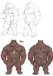 1boy anthro bear brown_hair dark_hair fug@9 furry male male_focus male_only nipples palette penis sketch smile tutorial ursid ursine