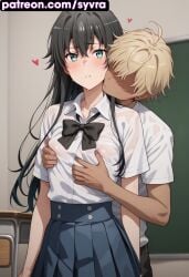 ai_generated big_ass groping_breasts my_teen_romantic_comedy_snafu ryuuziken01 school_uniform small_breasts yahari_ore_no_seishun_lovecome_wa_machigatteiru. yukinoshita_yukino