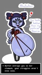 5_eyes belly big_belly muffet p1an3tv0re spider_girl undertale undertale_(series) vore vore_belly wardrobe_malfunction