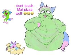 ambiguous_species anthro canine dont_touch_my_pizza_guy furry kevin_(nyanwolf) morbidly_obese_male overweight