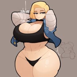 android_18 big_breasts huge_breasts srnava