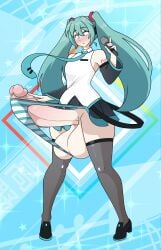 balls_expansion closed_mouth full-face_blush futanari gigantic_penis hatsune_miku holding_microphone looking_down penis_expansion sequence takano_(artist) vocaloid