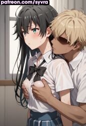 ai_generated big_ass groping_from_behind my_teen_romantic_comedy_snafu ryuuziken01 school_uniform small_breasts yahari_ore_no_seishun_lovecome_wa_machigatteiru. yukinoshita_yukino