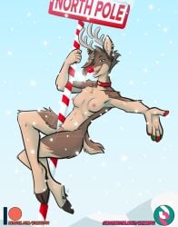 anthro antlers breasts dancing deer genitals glowing gynomorph hooves horn intersex jewelry mammal new_world_deer nicnak044 nipples north_pole nude penis piercing pinup pole pole_dancing pose reindeer ruby_the_red_nosed_reindeer_(remanedur) rudolph_the_red-nosed_reindeer scenery snow snowing solo trans_woman transfem