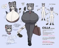 1female 1girl 1girls big_breasts breasts breasts_bigger_than_head breasts_bigger_than_torso business_attire business_suit business_woman businesswear character_bio cleavage female furry huge_breasts kilinah milf priscilla_(kilinah) suit tagme thick_thighs wide_hips