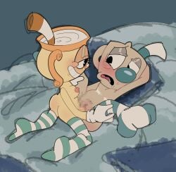 andromorph cuphead_(game) futanari moraaaaaaa mosaic_censoring ms._chalice mugman penis pussy thighhighs