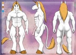 2016 5_fingers abs anatomically_correct anatomically_correct_penis animal_genitalia animal_penis anthro balls biceps biped blue_eyes brown_hooves brown_horn charles_wark cloven_hooves color_swatch digital_media_(artwork) elbestia equine equine_penis eyebrows front_view fur hair hooves horn horsecock humanoid_hands inner_ear_fluff long_hair long_penis looking_at_viewer male mammal medial_ring model_sheet multiple_angles muscular muscular_male nipples nude orange_hair pecs penis pepsi_(fa) pink_balls pink_nipples pink_penis purple_background rear_view serratus side_view signature simple_background snout solo standing tail_tuft textured_background tuft unicorn unicorn_horn vein veiny_penis white_fur white_tail