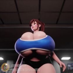 1girls 3d 3d_animation alternate_angle animated animation big_breasts blizzard_entertainment booba breast_expansion breasts brown_hair brown_hair_female brunette_hair cheek_markings d.va expandinator flirting hana_song huge_boobs huge_breasts large_boobs large_breasts light-skinned_female light_skin overwatch overwatch_2 pony_tail ponytail tagme video