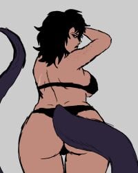 afrolatina artist_self-insert artist_upload back_scar back_view bedroom_eyes belly big_ass big_tail bikini black_bra black_hair black_nail_polish black_nails black_panties black_socks blank_background breasts chubby curly_hair curvy curvy_figure curvy_hips dark_skin digital_art digital_drawing_(artwork) digital_media_(artwork) freckles freckles_on_arms gray_background half_naked human humanoid latina legs messy_hair messy_linework plump plump_butt plump_lips plump_thighs rebecca_kira scar scar_on_back self_upload sleepy tail thick_thighs thighs tired_eyes tummy underwear uva6969 viewed_from_behind