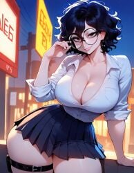 ai_generated cleavage large_breasts olie thick_thighs thigh_strap white_shirt xandr