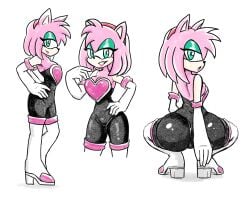 amy_rose amy_the_bat anaconda_pose bodysuit dabloons different_angle female neckline png rouge_the_bat_(cosplay) sonic_(series) spandex_suit