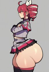 1girls ahoge ai_generated annoyed annoyed_expression ass big_ass big_thighs bottom_heavy bubble_butt cameltoe clothed clothed_female clothing crop_top cropped_jacket crossed_arms curvaceous curvy curvy_female curvy_figure edit edited fat_ass fat_thighs female female_only flat_chest frilled_skirt gigantic_ass gluteal_fold grey_background hair_ornament hairbow huge_ass huge_thighs hyper hyper_ass ineffective_skirt kasane_teto kasane_teto_(sv) large_ass large_thighs looking_to_the_side massive_ass massive_thighs microskirt miniskirt nail_polish painted_nails panties plump plump_ass plump_labia plump_pussy plump_thighs pussy pussy_lips red_eyes red_hair red_nails shiny_skin side_view simple_background skindentation skirt solo solo_female synthesizer_v thick_thighs thighhighs thighs twin_drills utau wide_hips