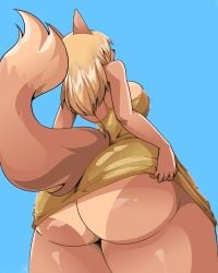 ass ass_focus blonde_female blonde_hair female furry furry_female furry_only gold_dress gta_vi itsserinafox long_tail lucia_(gta) original_character serinafox