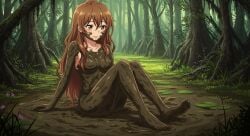 ai_generated breasts covered_in_mud female female_only mud muddy nai_diffusion naked nude oc original original_character solo stable_diffusion tagme