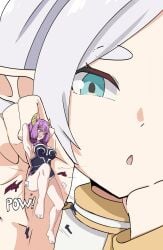 1themainman1 2020s 2025 2d 2d_(artwork) 2girls aura_(sousou_no_frieren) big_breasts blue_eyes blush breasts clothed clothes clothing color colored curious demon demon_girl digital_art digital_media_(artwork) elf elf_female embarrassed embarrassed_female english_text female female_focus female_only frieren fully_clothed fully_clothed_female giantess hi_res highres holding holding_another holding_micro holding_partner horn horns large_breasts light-skinned_female light_skin looking_at_another looking_at_partner madhouse micro minigirl open_eyes open_mouth pink_hair pointed_ears pointy_ears short_hair short_hair_female shrinking shrunk shrunken_female sound_effects sousou_no_frieren stripped text twin_braids wardrobe_malfunction white_hair white_hair_female yellow_horn