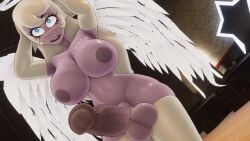 1futa 3d angel angel_wings areolae arms_behind_head arms_up armwear big_breasts cock dick emily_(hazbin_hotel) equine_penis halo hazbin_hotel horsecock huge_cock penis sloppydragons solo tagme thighhighs vrchat wide_hips wings