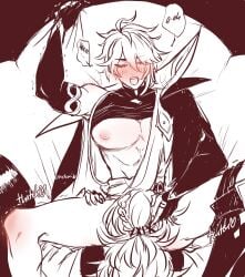 alhaitham_(genshin_impact) angle cunnilingus cuntboy gay genshin_impact kaveh_(genshin_impact) kavetham table table_sex yaoi
