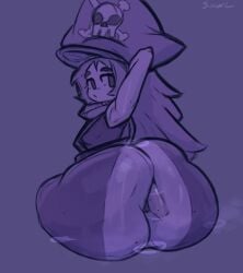1girls anus arc_system_works armpits arms_up ass bubble_butt female greyscale guilty_gear huge_ass may_(guilty_gear) monochrome musk_clouds notsawl pirate_hat ripped_clothing shortstack sketch sweat sweaty sweaty_butt