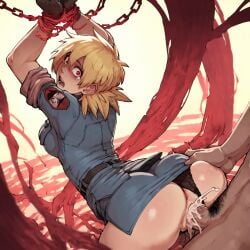 1boy 1girls ai_generated ass cum cum_in_pussy cum_inside dubious_consent from_behind from_behind_position gloves hellsing hellsing_ultimate lace-trimmed_panties looking_back panties panties_aside rape red_eyes restrained restrained_arms restrained_wrists seras_victoria surprised tagme tearing_up tied_hands uniform vagina vaginal_penetration vaginal_sex vampire vampire_girl wrists_tied