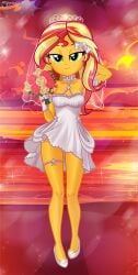1girls 2020s 2022 artist_name bare_legs bare_shoulders beach breasts bride charliexe cleavage cloud collarbone day dress equestria_girls eyelashes female flower friendship_is_magic full_body gloves green_eyes hair_flower hair_ornament hasbro horizon large_breasts long_hair looking_at_viewer my_little_pony ocean orange_skin outdoors red_hair rose sand short_dress smile smiling_at_viewer solo standing sun sunset sunset_shimmer teenage_girl teenage_tits teenager two_tone_hair water wedding_dress wedding_veil white_dress white_gloves young