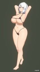 1girls 3d anby_demara armpits artist_name big_breasts bikini blender blender_(software) braid breasts cunning_hares female hips huge_breasts looking_at_viewer orange_eyes reqt45 self_upload short_hair single_braid skimpy skimpy_bikini tagme thick_thighs white_hair wide_hips zenless_zone_zero