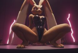 ai_generated anthro anthropomorphic beautiful bunny_ears bunny_girl female fur furry furry_only generation_4_pokemon latex_clothing looking_at_viewer lopunny on_knees pokemon pokemon_(species) seductive seductive_look seductive_smile sexy sexy_body sexy_pose smiling_at_viewer stage strip_club stripper wide_hips