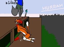 anthro background_character blood blood_drip blood_on_weapon blood_stain blue_clothing blue_shirt blue_topwear bodily_fluids boots bottomwear bound breasts canid canine clothing colored countershading cum cum_on_ground cum_on_penis death decapitation digital_media_(artwork) dripping eastern_grey_squirrel female floor footwear fox fur genital_fluids genitals gjoafcycs gore grass green_bottomwear green_clothing green_shorts grey_squirrel group gynomorph hands_tied intersex legs_tied mammal melee_weapon motion_lines nipples nude open_mouth orange_body orange_fur penis plant red_fox rodent rope saliva sciurid shaded shaking shirt shoes shorts simple_background simple_shading sky snuff sword tail text topwear tree_squirrel trembling true_fox weapon white_body white_fur wood wood_floor